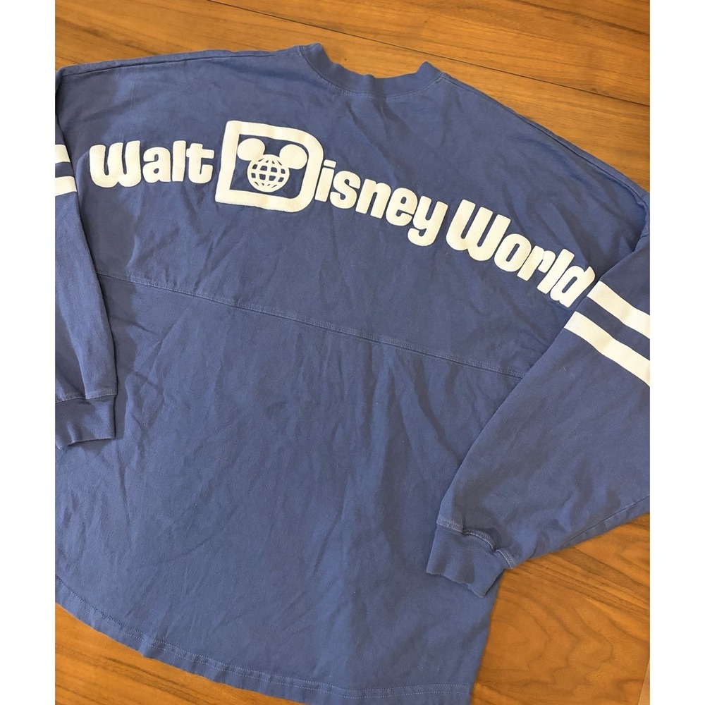 Walt Disney World Spirit Jersey Sz Large Blue White Mickey Mouse Parks USA Made